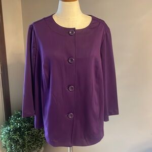 NWT Studio Works woman plus purple button front blazer jacket stretch 3/4 slv 2X
